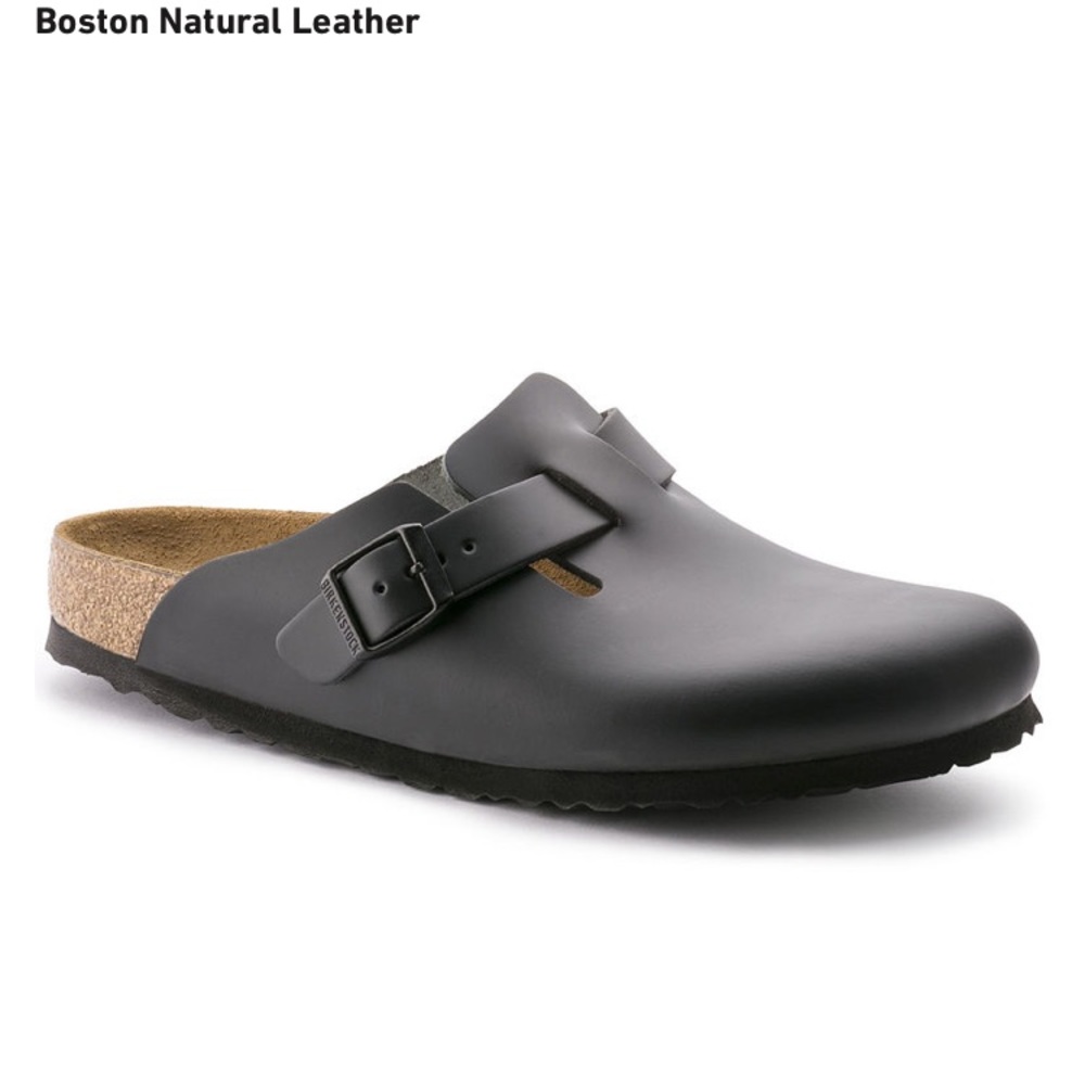 Birkenstock Black Boston Oiled Leather Clogs 38/8